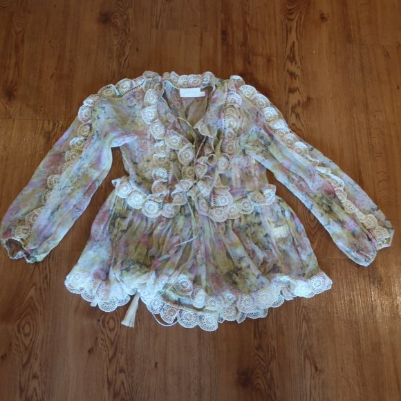Zimmermann Tops - ZIMMERMANN  SEMI SHEER FLORAL LACE SILK BLOUSE 2 *